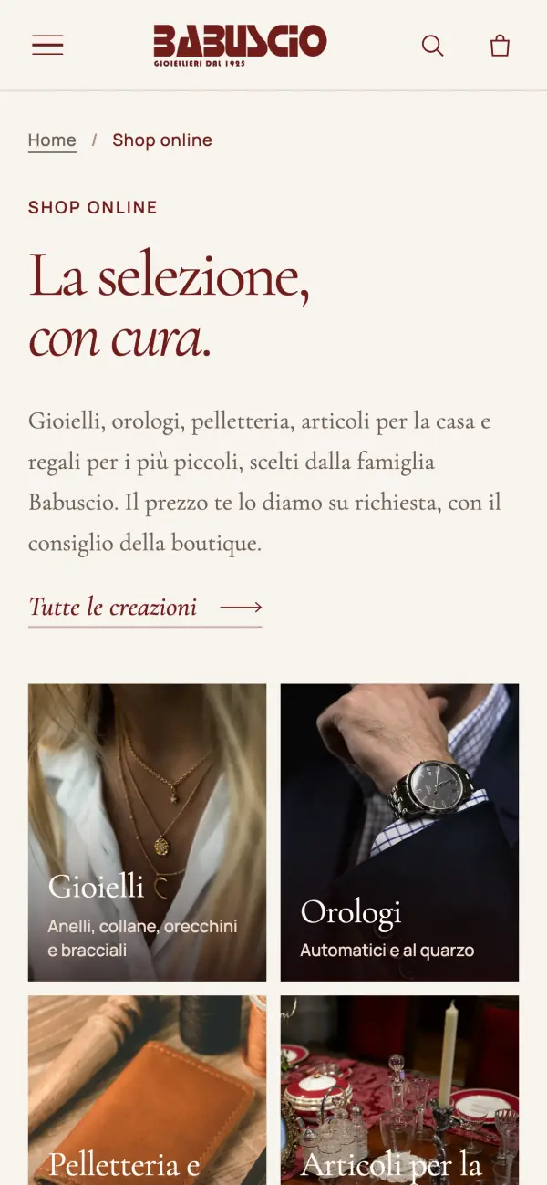 Shop online su telefono
